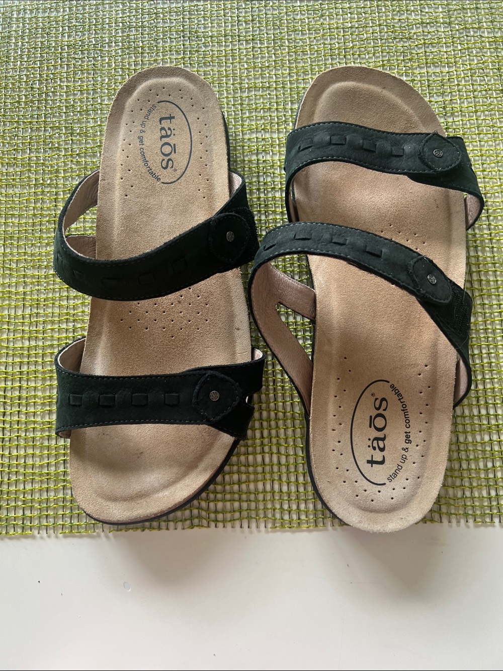 Taos Footwear Black Strappy Leather Slide Sandals - Picture 4 of 6